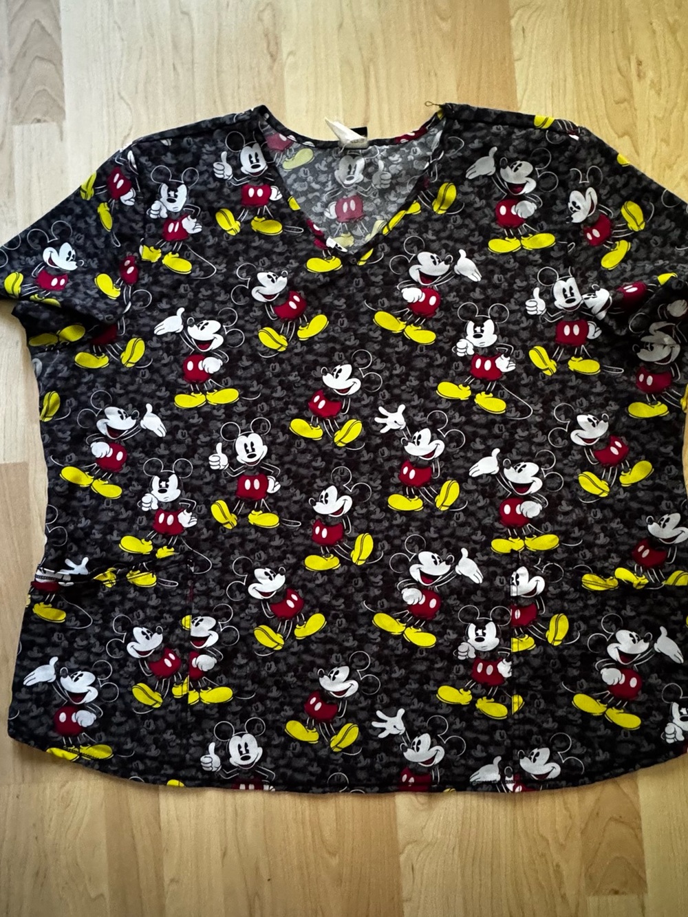Black Mickey Mouse Nursing Scrub Top